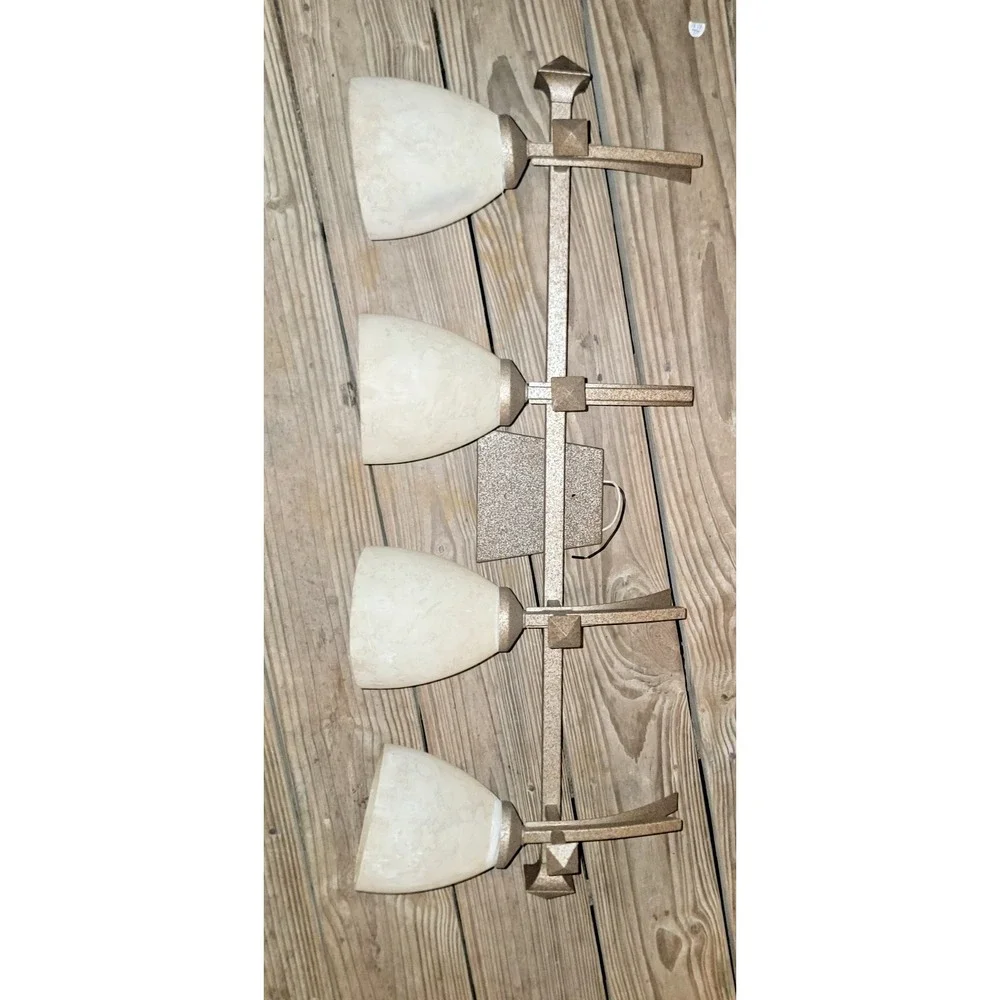 NEW Nuvo Rustic Finish Tuscan Suede Glass Shade 4-light Bath Fixture 33 X 12 X 7